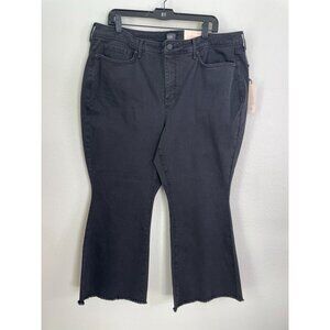 NEW NYDJ Womens Plus 20W Ava Flare Jeans Black Trinity Raw Hem Denim Lift Tuck